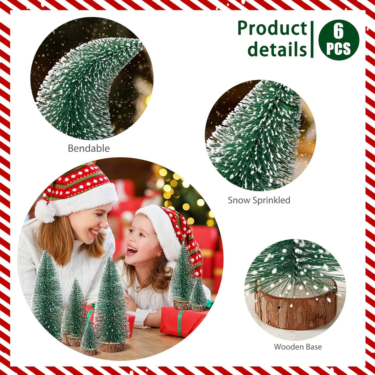 Hatisan 6 Mini Árboles de Navidad - Decoración de Mesa