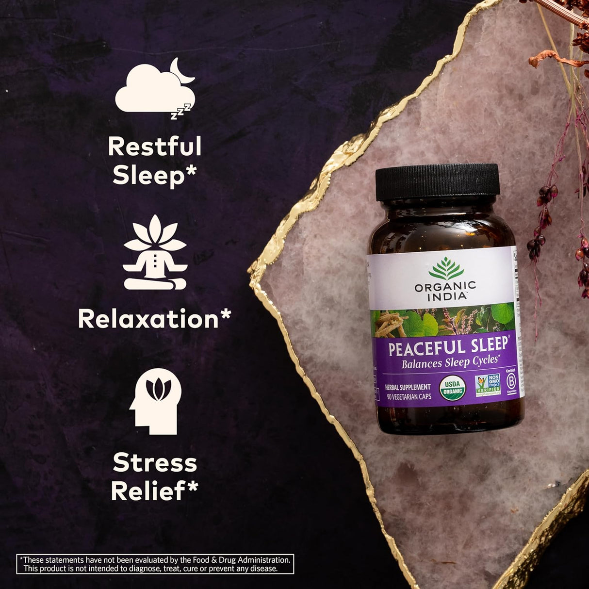 Suplemento de Hierbas para un Sueño Tranquilo, Vegano, Orgánico