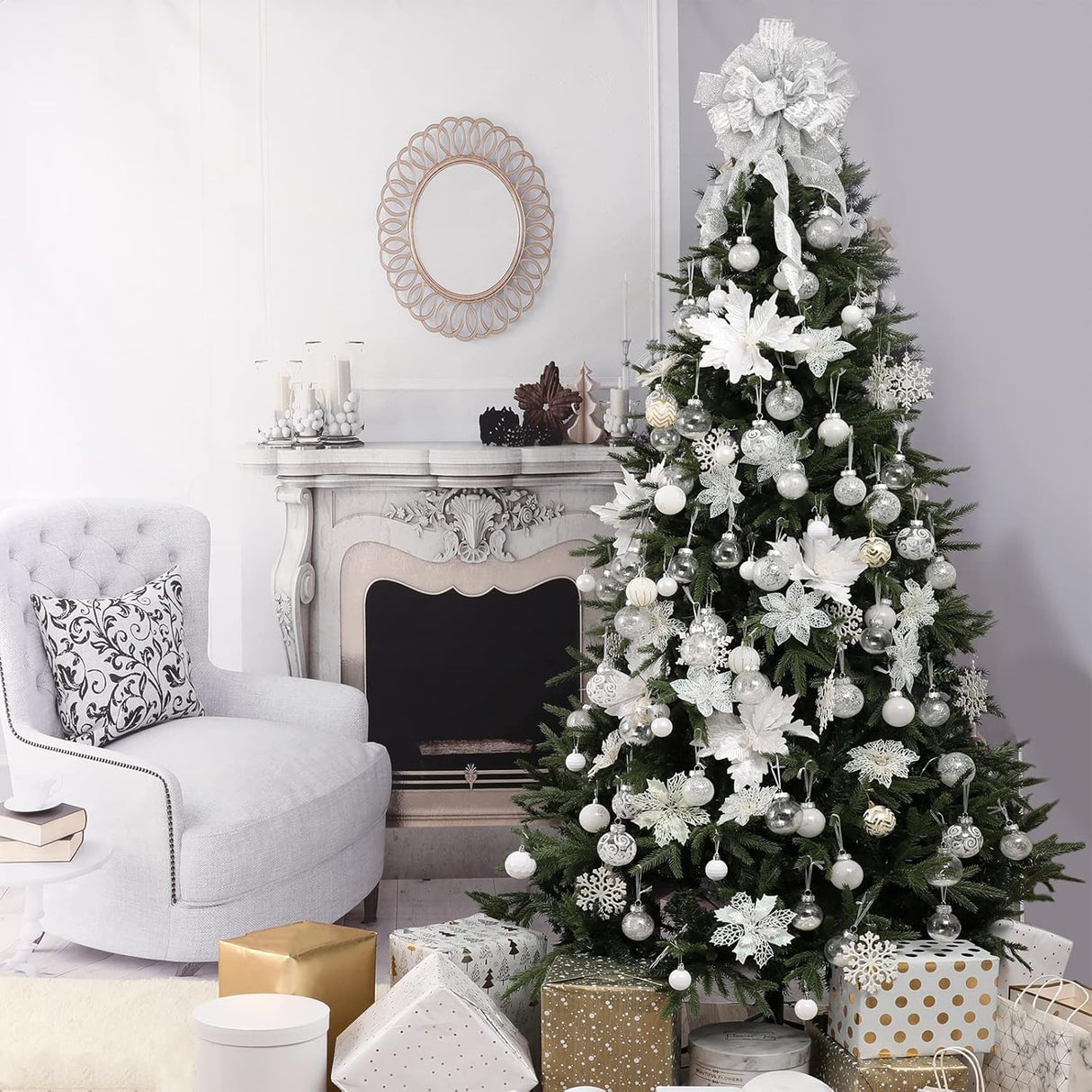 Flores Poinsettia Artificial 16 Pcs - Wironlst, Decoración Navideña