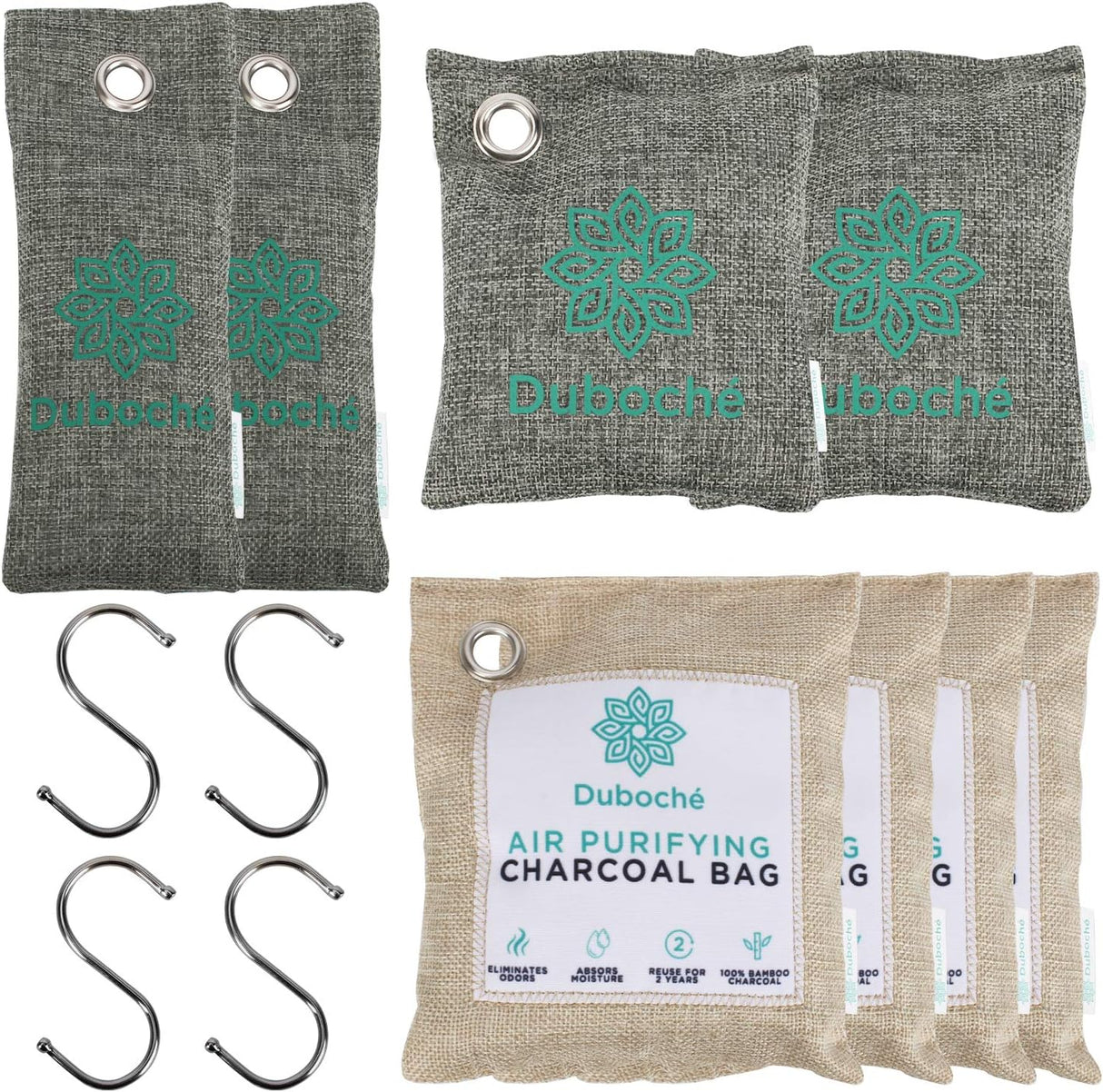 Bolsas de Carbón de Bambú Duboché, 8 Piezas, Purificadoras
