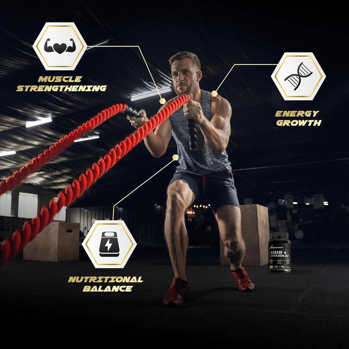 Suplemento de HMB y vitamina D3 y calciocio BOSCENT