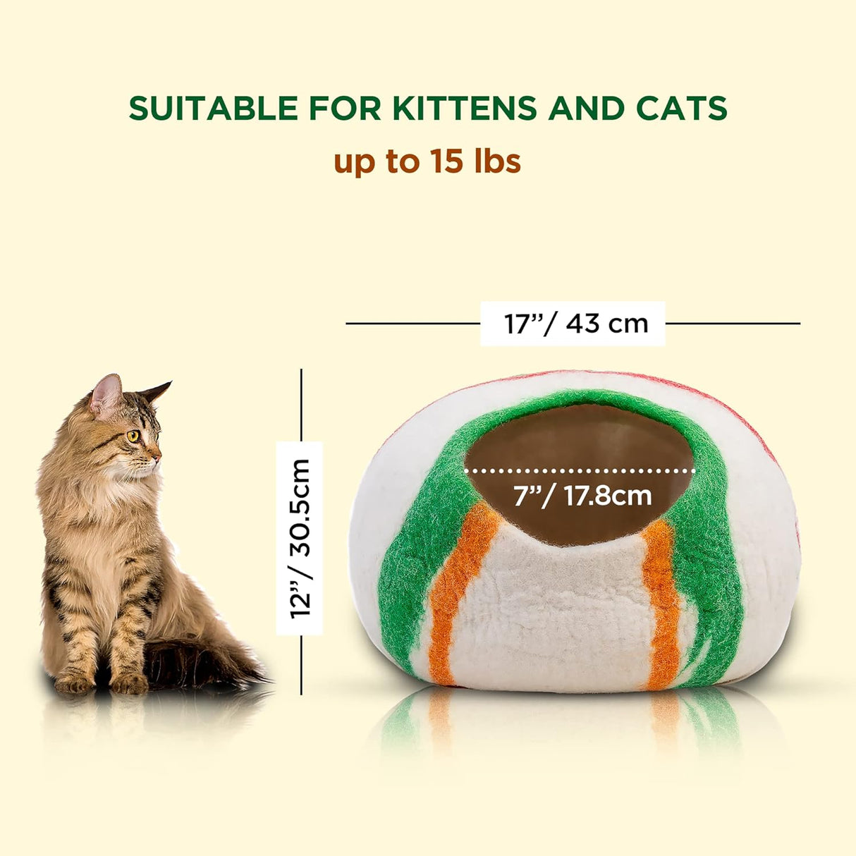 Cueva para Gatos Woolygon - 100% Lana Merino, Diseño Plegable