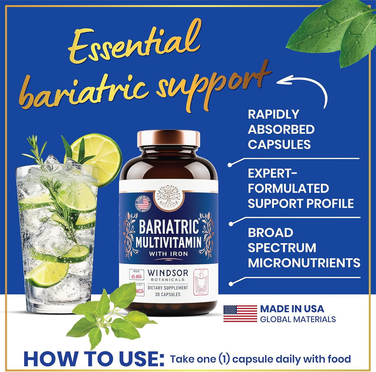 Multivitamínico Bariátrico con Hierro - 45mg - 30 Cápsulas