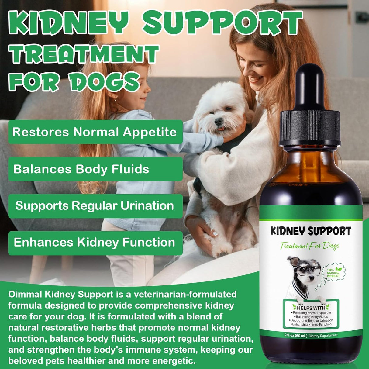 Suplemento Herbal para Riñones, Apoyo Salud Canina 2 oz