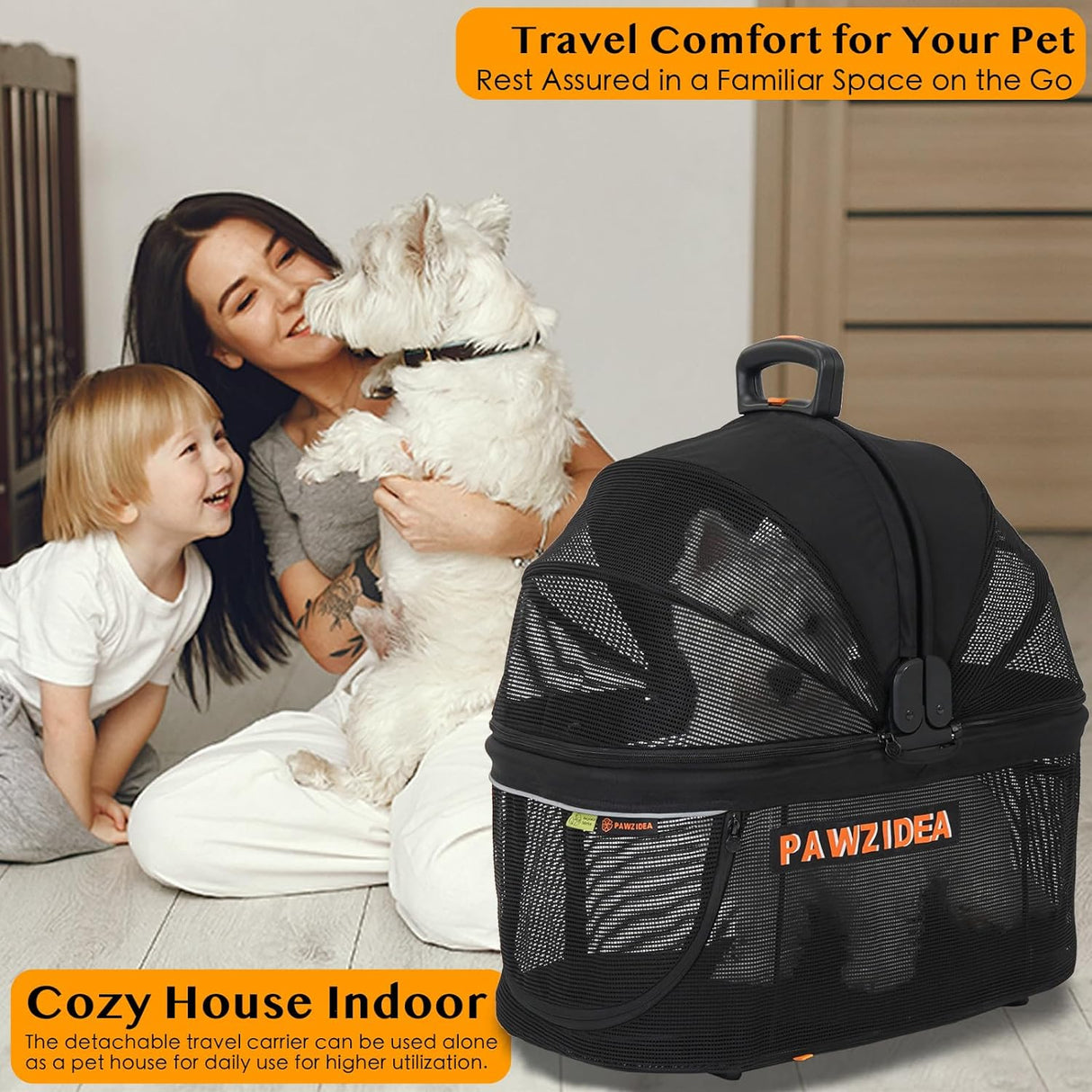 Carrito para Perros PAWZIDEA 4 en 1, Plegable y Ligero