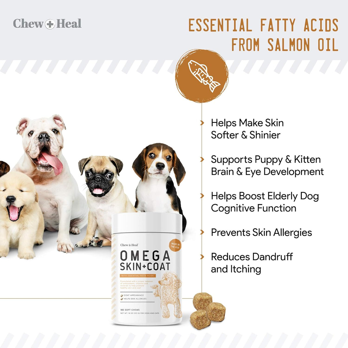 Suplementos Aceite de salmón para perros 180 golosinas