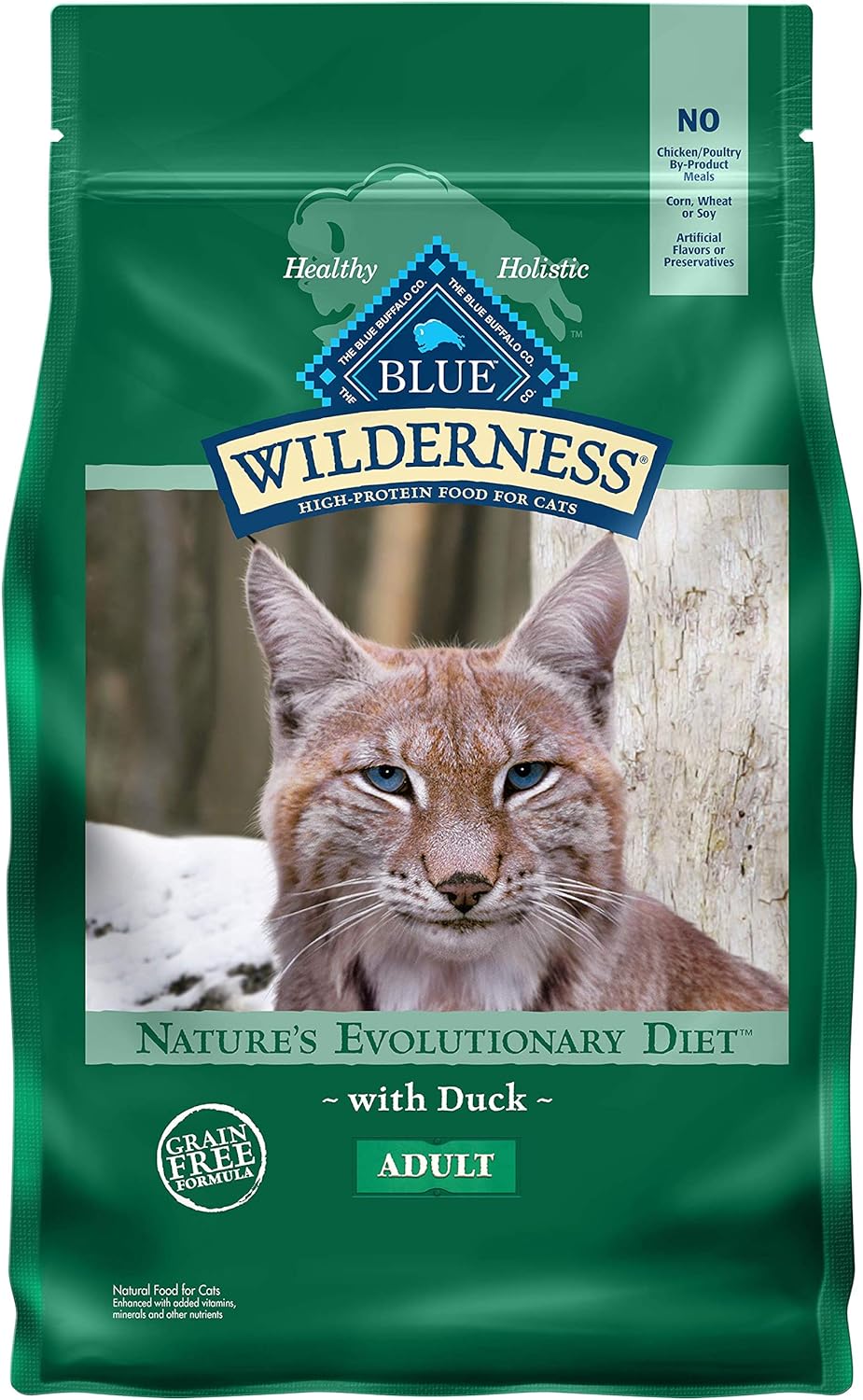 Blue Buffalo Wilderness - Alimento seco natural para gatos adultos, alto en proteínas, pato, 5 libras