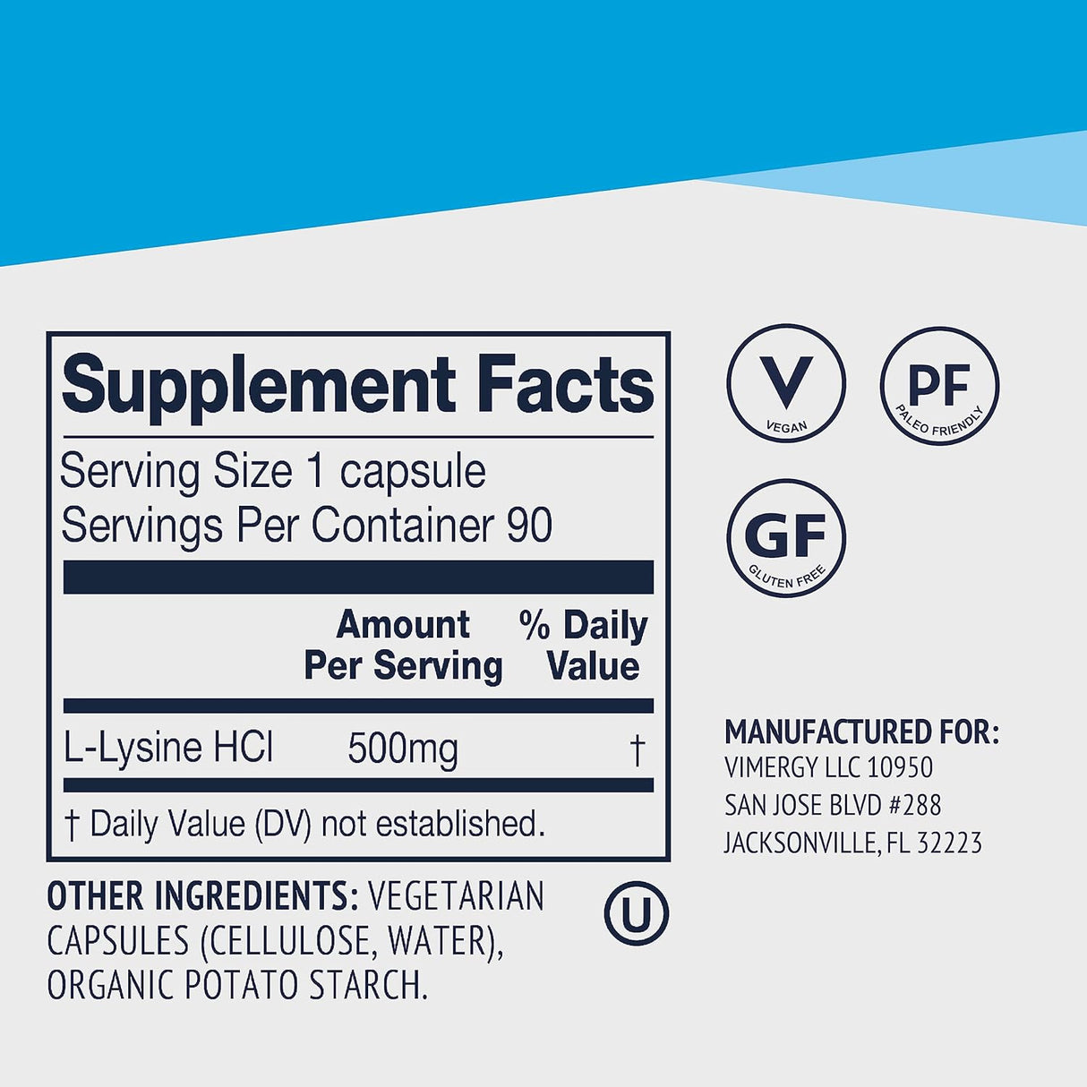 Vimergy L-Lisina – Salud Piel, Cabello, Uñas y Articulaciones