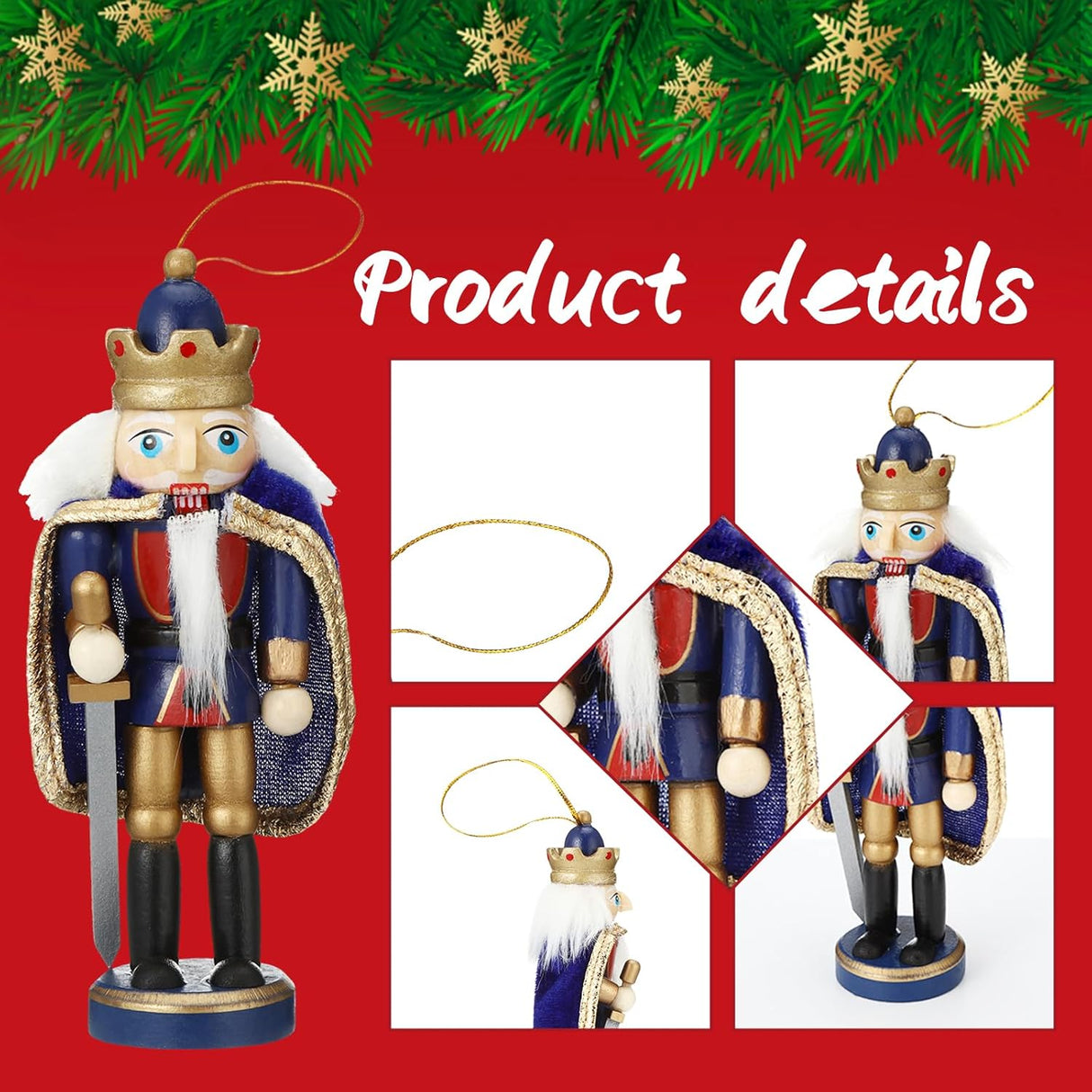 Adornos Navideños Syhood 10 Pcs Nutcrackers de Madera 5