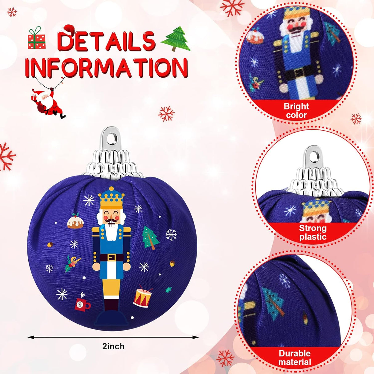 12 Adornos de Navidad Nutcracker - 12 Piezas, Diseño Envuelto