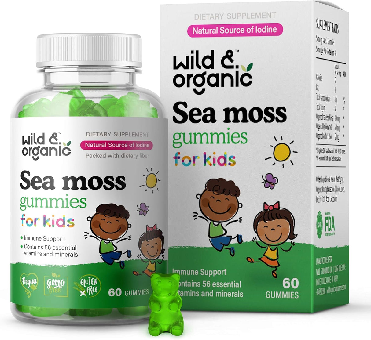 Suplemento Gomitas de musgo marino para niños 60 unidades