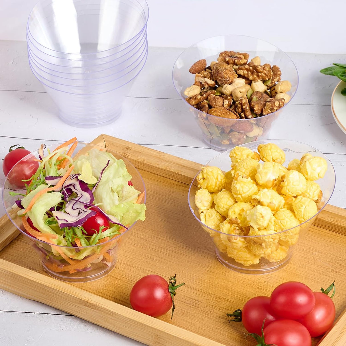 20 Bowls Plásticas Desechables 6 oz para Aperitivos