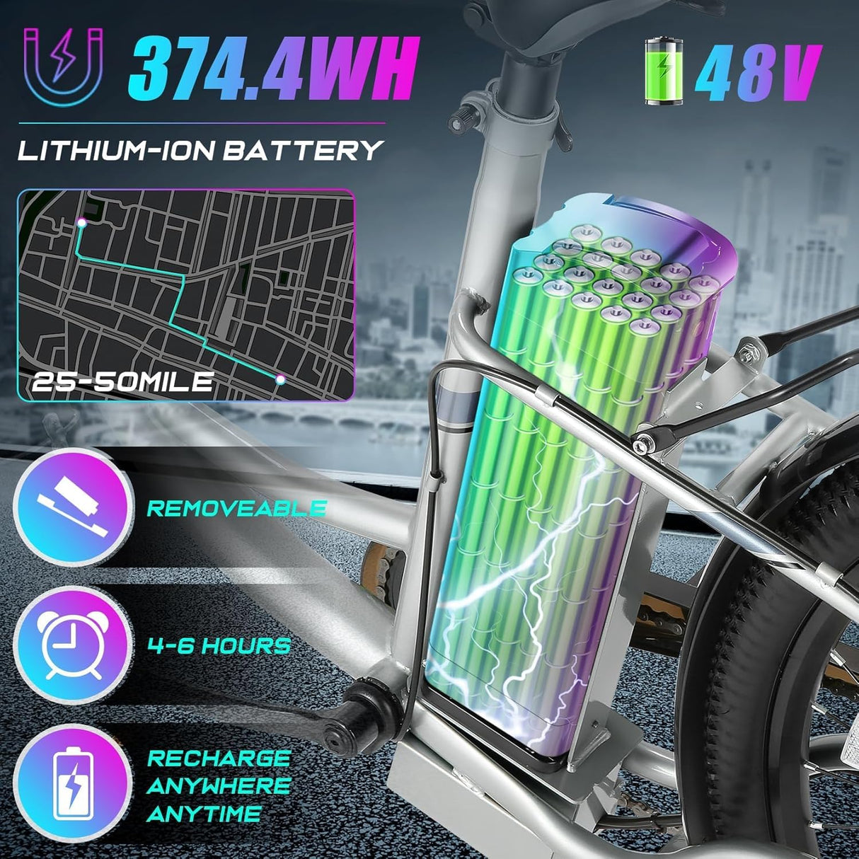 Bicicleta Eléctrica Vivi 750W, 50 millas, Control de Crucero