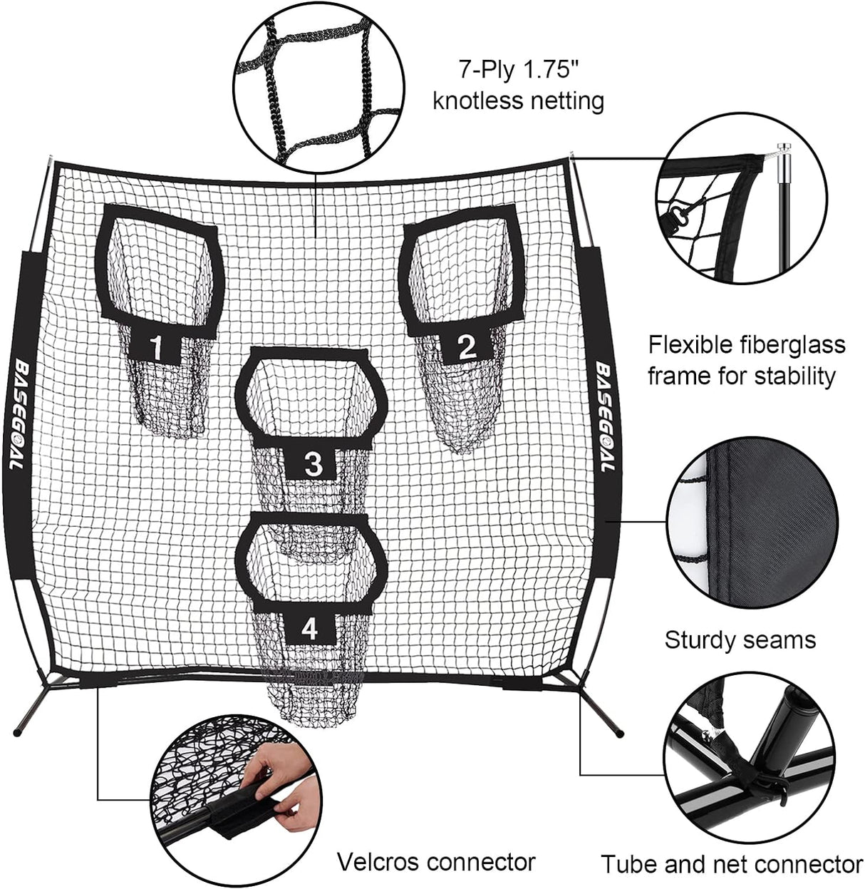 Red de Fútbol 8x8 ft con 4 Bolsillos de Puntería para Entrenamiento