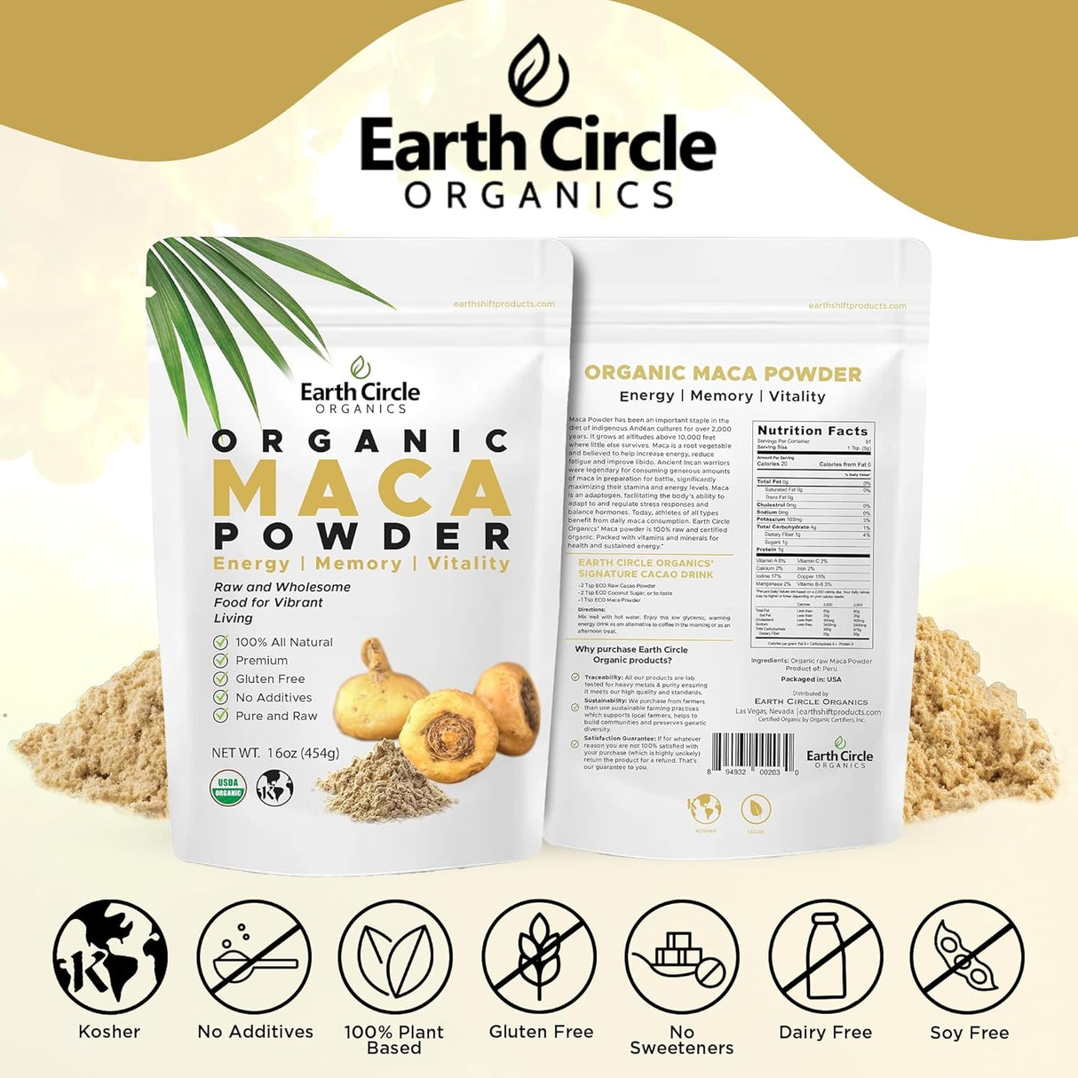 Maca Root Powder Natural Superfood Vegano 1lb