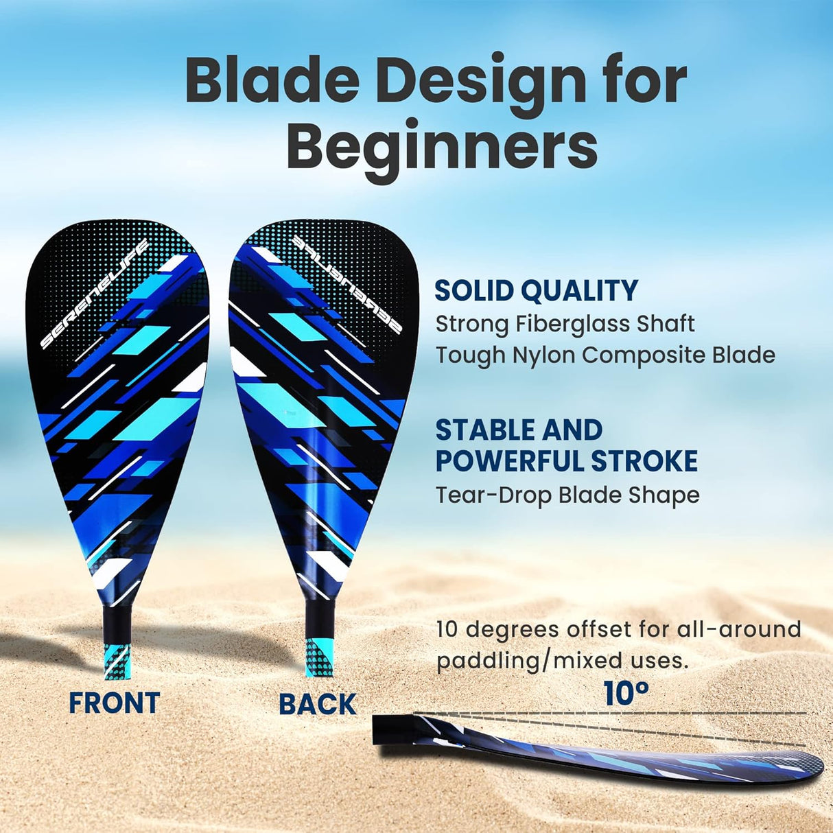 Remo de agua para Stand Up Paddle SereneLife SLPADDLE40