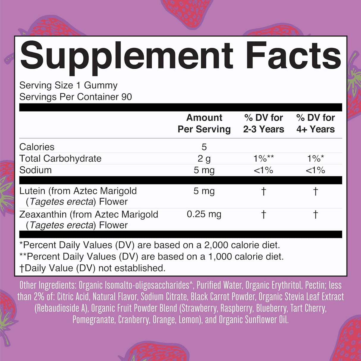 Suplemento Vitaminas oculares gomosa Vegano Sin gluten 90 un