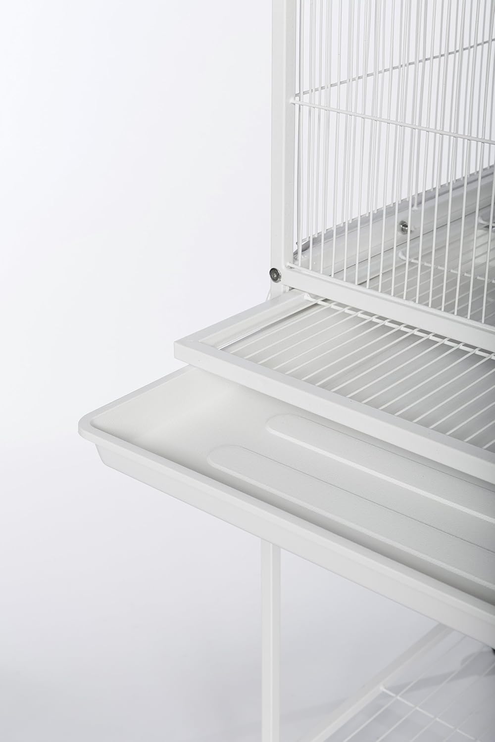 Jaula de vuelo de hierro forjado con soporte tiza blanca