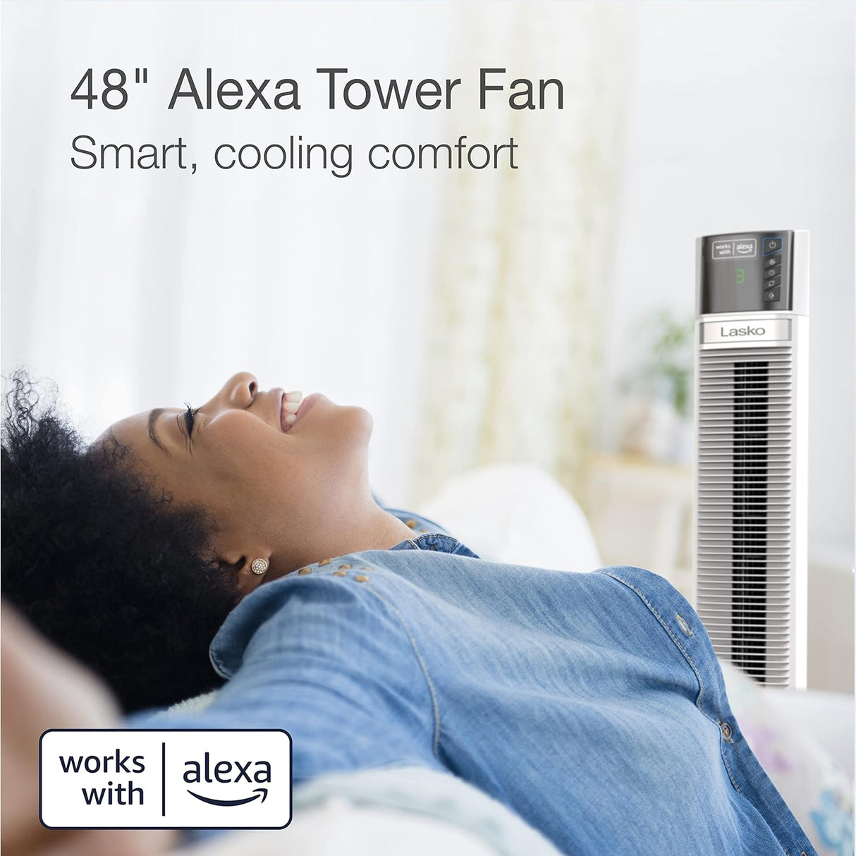 Lasko Ventilador Torre Oscilante Controlado por Voz T48401