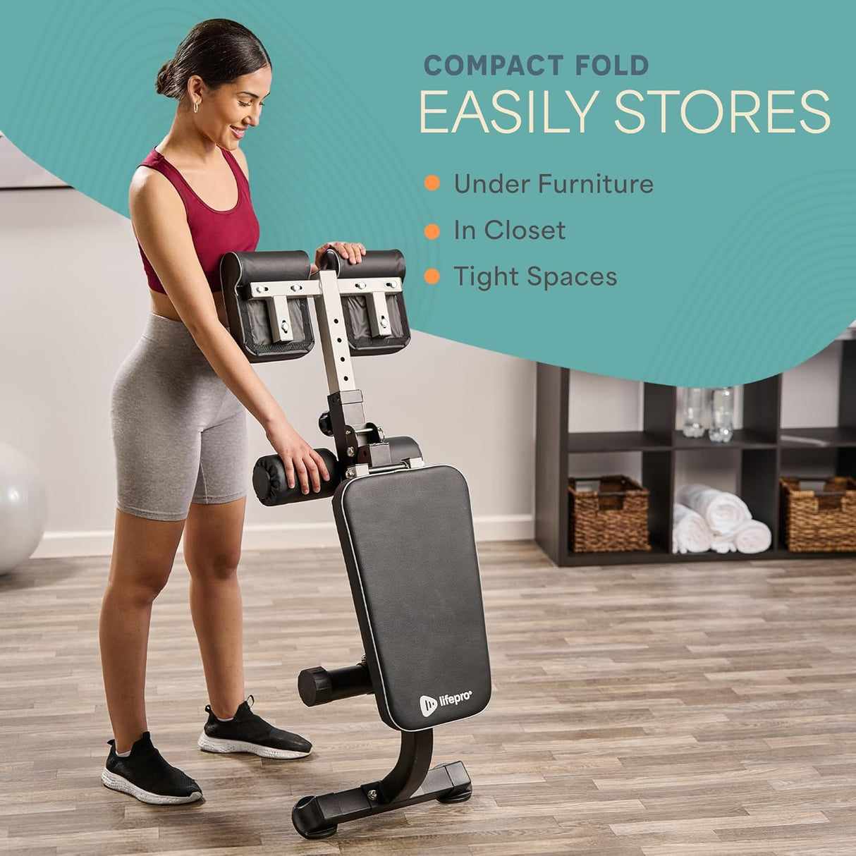 Banco de hiperextensión Lifepro, ajustable, plegable, modelo