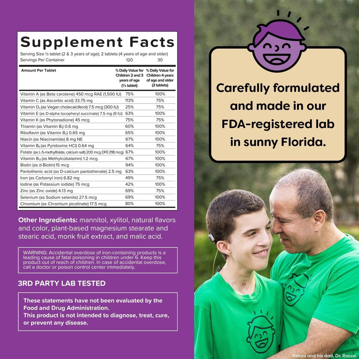 Suplemento Multivitamínico vegano para niños con hierro 60un