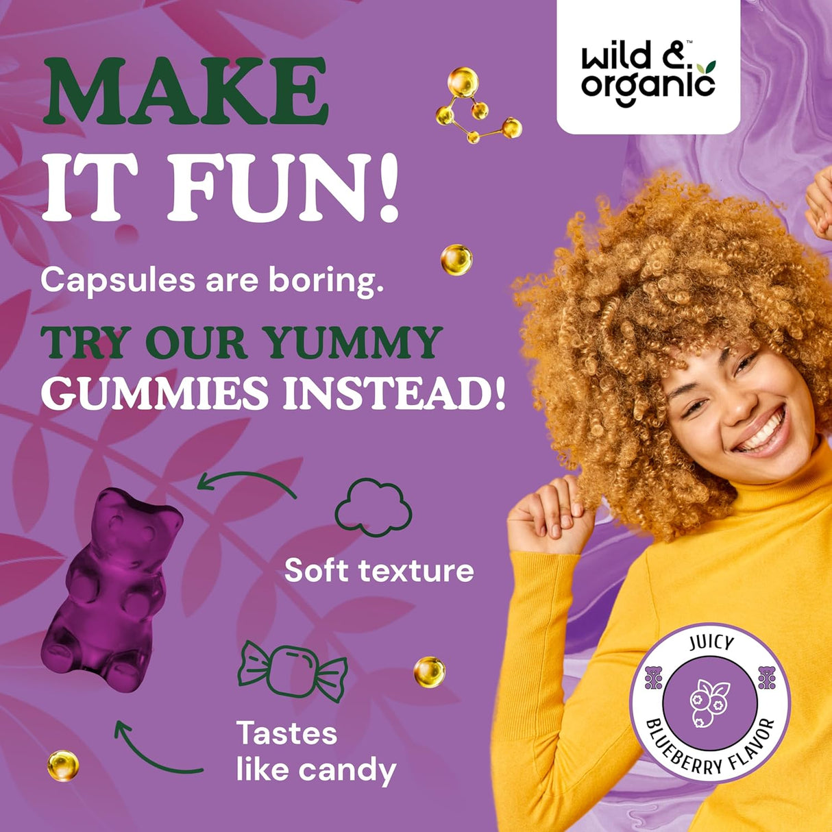 Suplemento Wild & Organic Gomitas de resveratrol 1000 mg 60