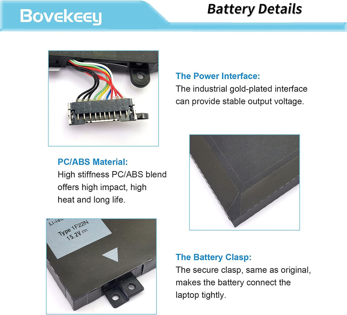 Batería 1F22N 60Wh 15.2V para Dell Alienware M15 M17 R1 G7