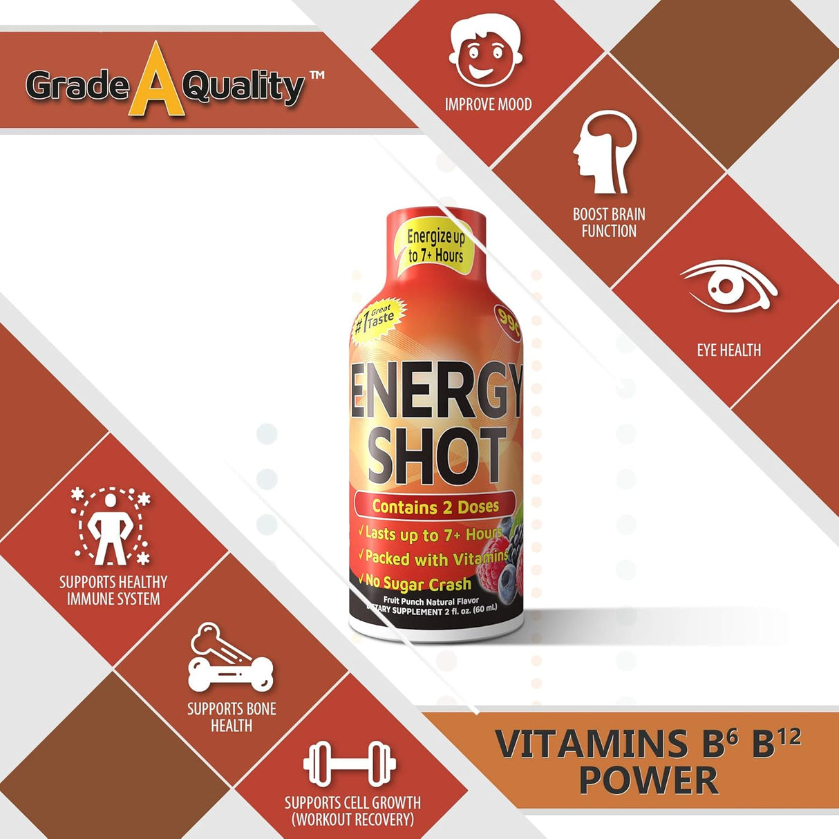 Vitamina Energy Shots, sabor a ponche de frutas pack 12
