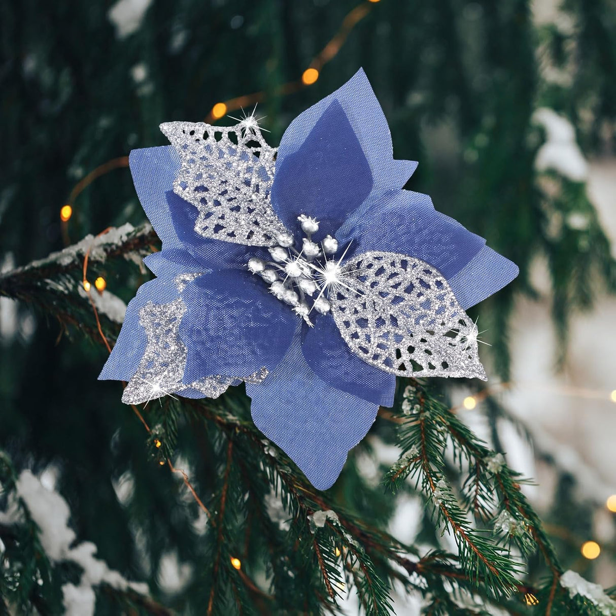 Flores Artificiales Poinsettia Willbond, 36 Piezas, Decoración