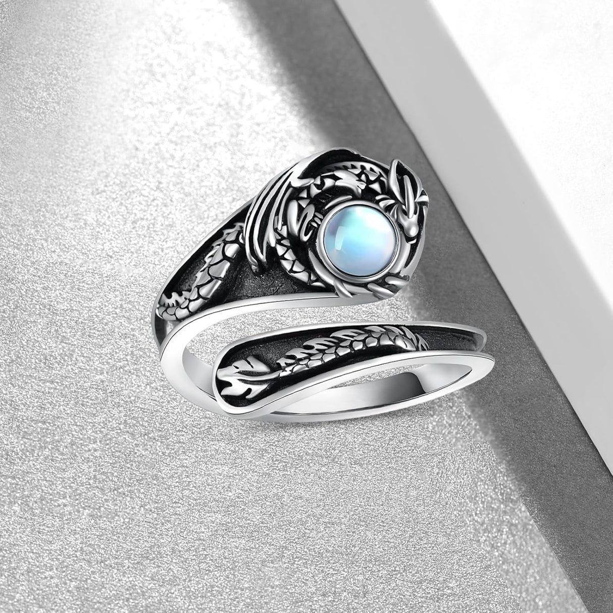 Anillo Ajustable de Girasol/Dragón/Estrella de David en Plata