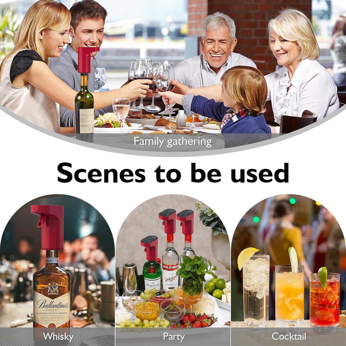 Decantador Eléctrico de Vino Aerador Dispensador Ajustable