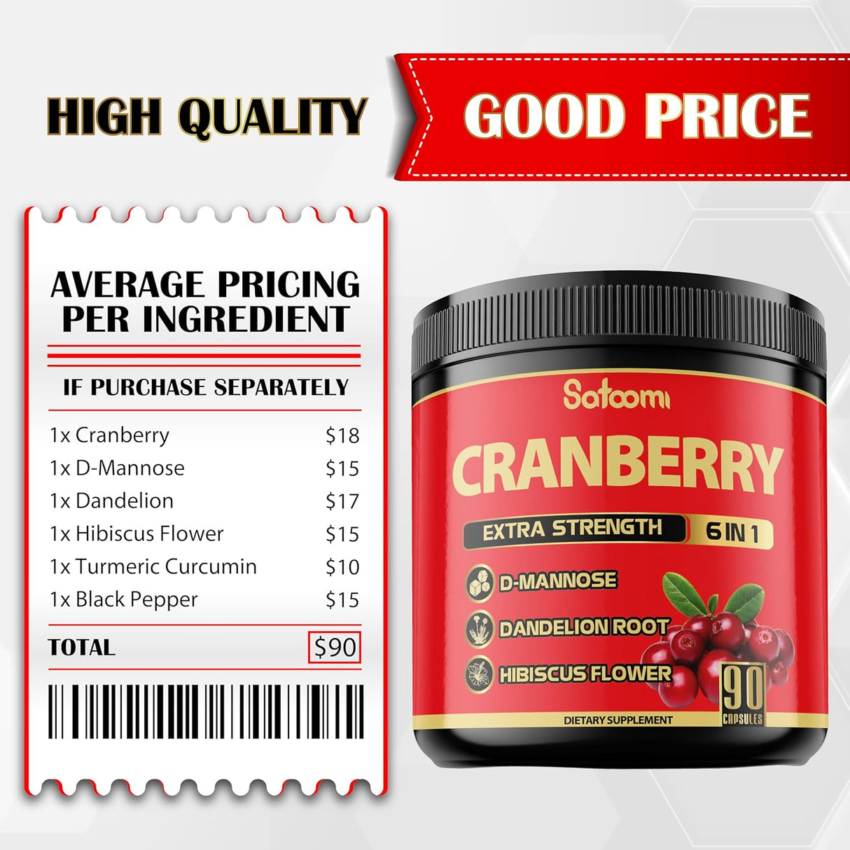 Suplemento e arándano 6 en 1 para mujeres Extractos herbales