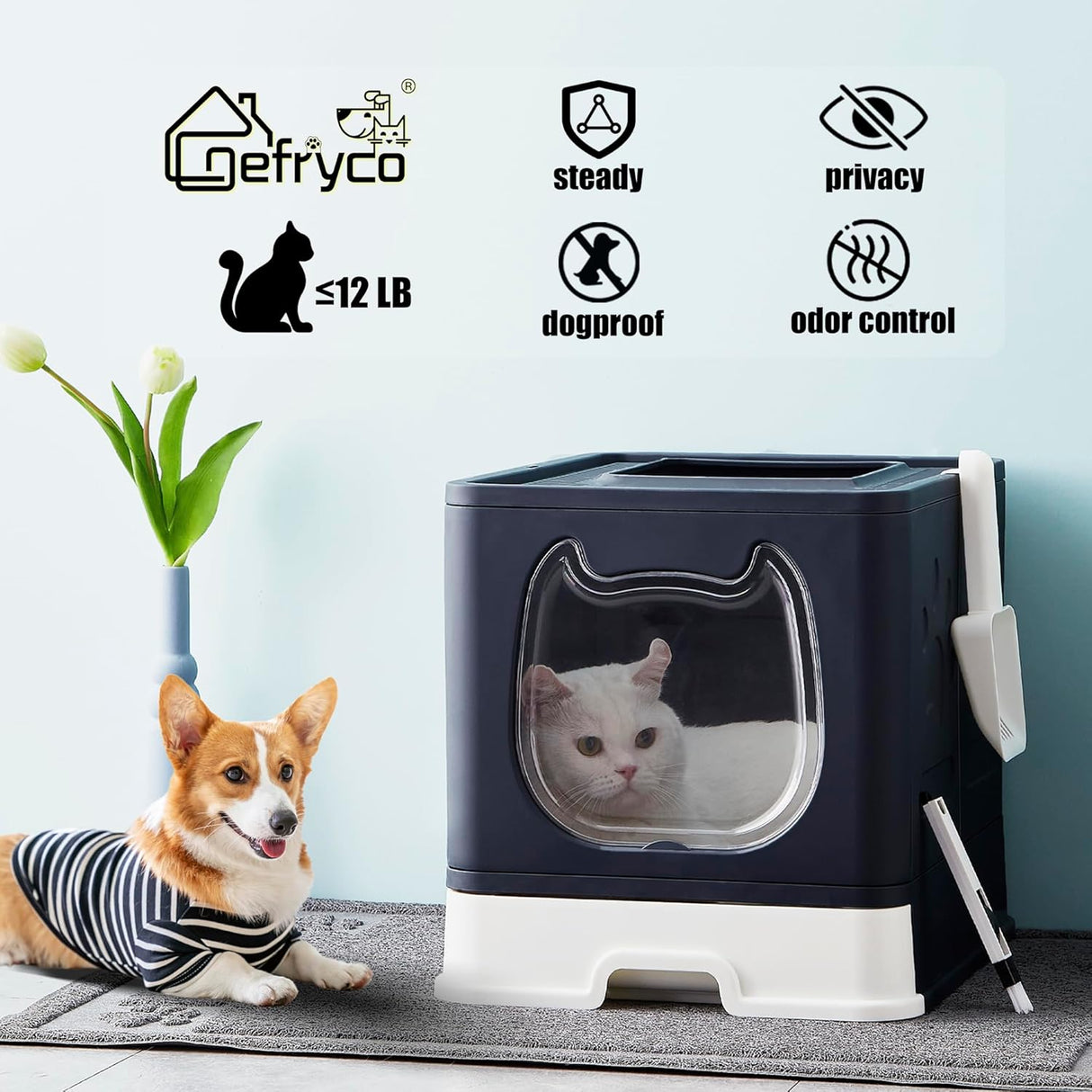 Arenero para gatos con tapa color negro Gefryco