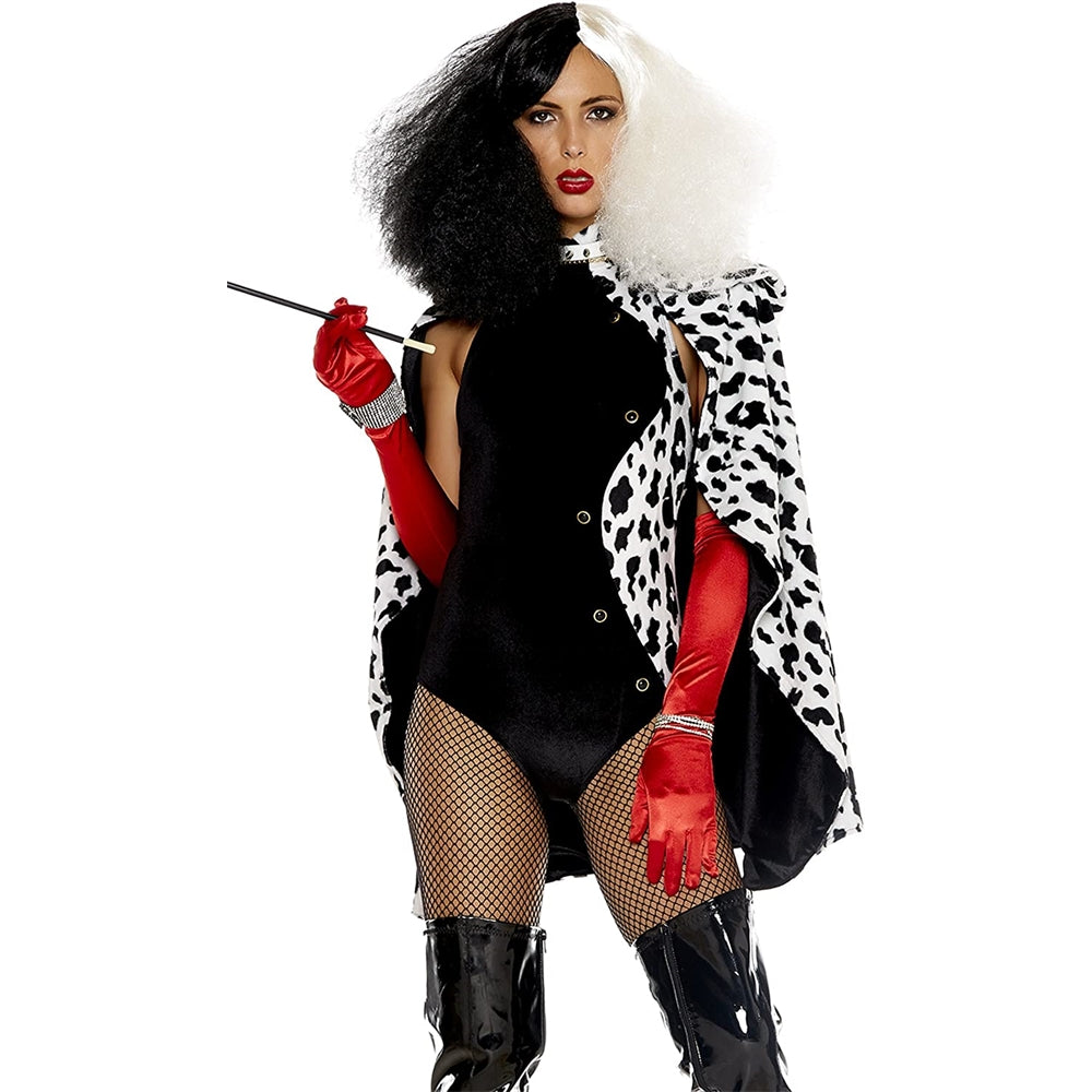 Disfraz sexy para mujer con diseño de cruella de vil talla S
