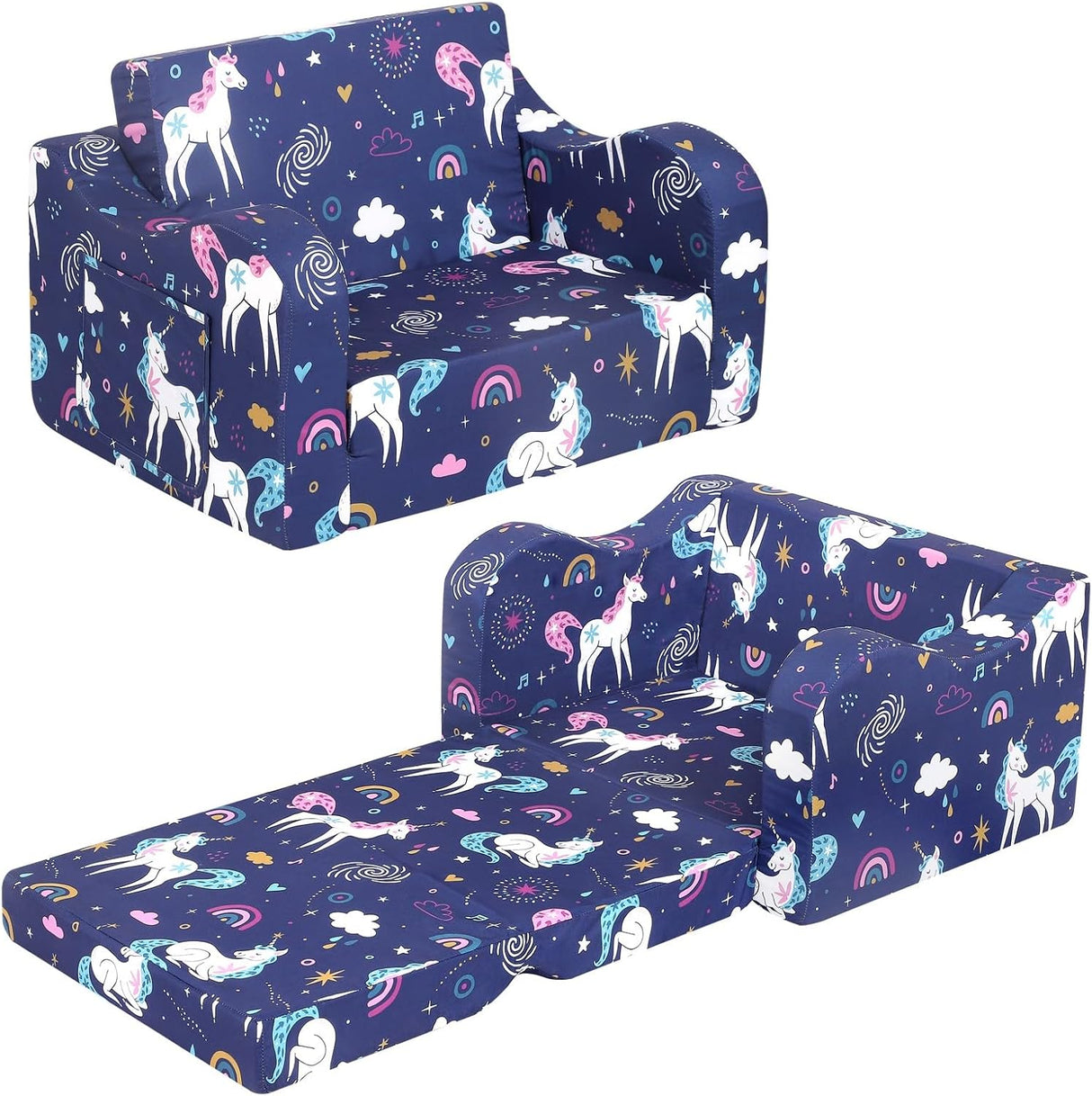 Silla infantil de unicornio arcoíris plegable MOMCAYWEX