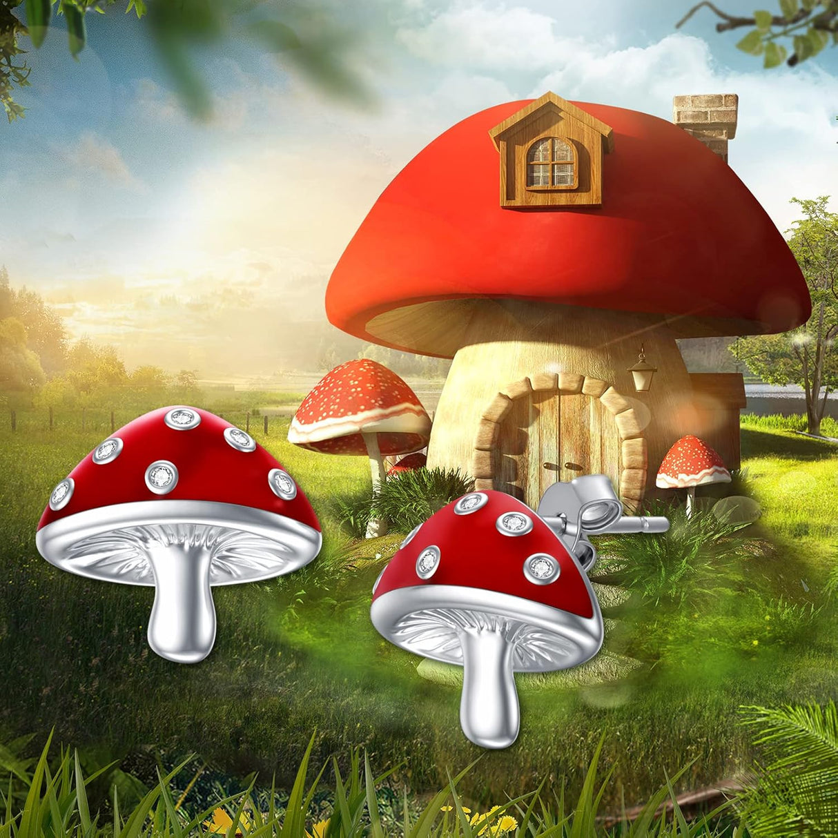 Aretes de hongos para mujeres