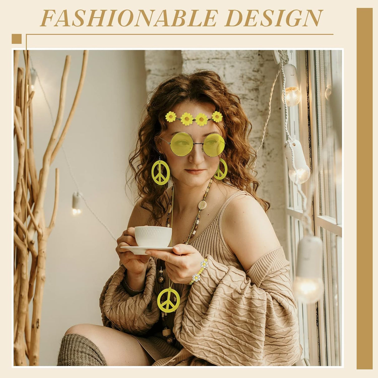 Set de Accesorios Hippie Boho 6 Pcs para Fiesta Retro