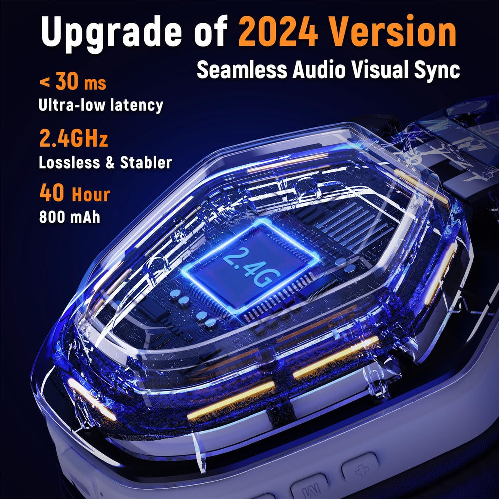 Auriculares Gaming Inalámbricos 2.4GHz - Pérdida Cero, 40H