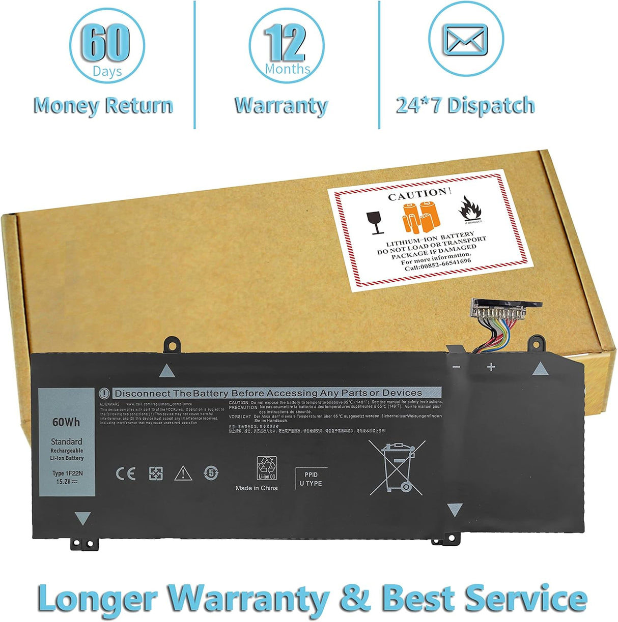 Batería 1F22N 60Wh 15.2V para Dell Alienware M15 M17 R1 G7