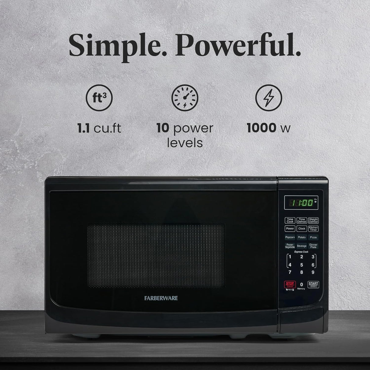 Microondas Farberware 700W, 0.7 Cu. Ft., Interior Fácil de Limpiar