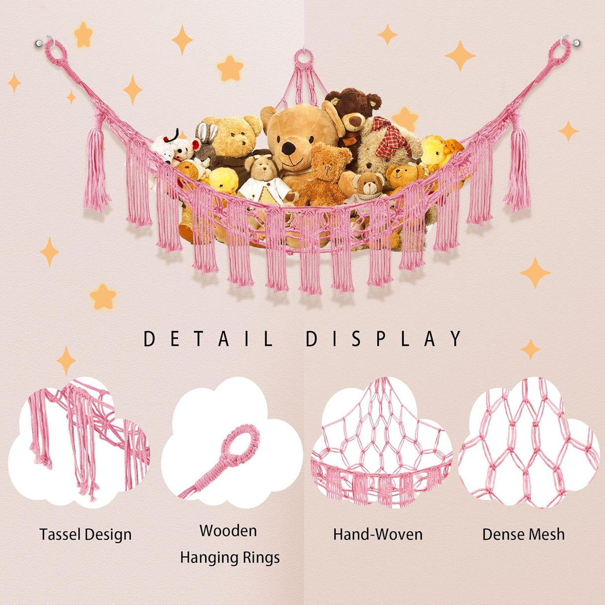 Hamaca para Peluches con Luz LED, Almacenamiento para Niños