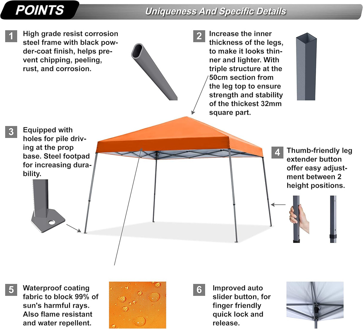 Tienda de campaña desplegable estable para exteriores modelo ABCCANOPY