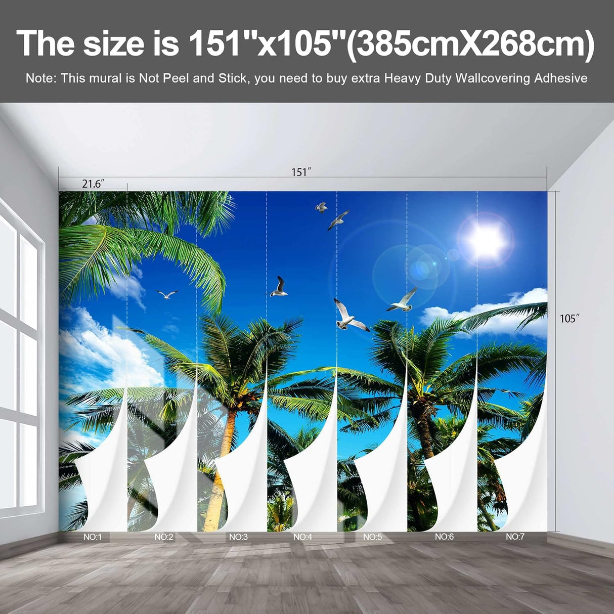 Mural de Palmera Fightal para Salón y Dormitorio 151 x 105