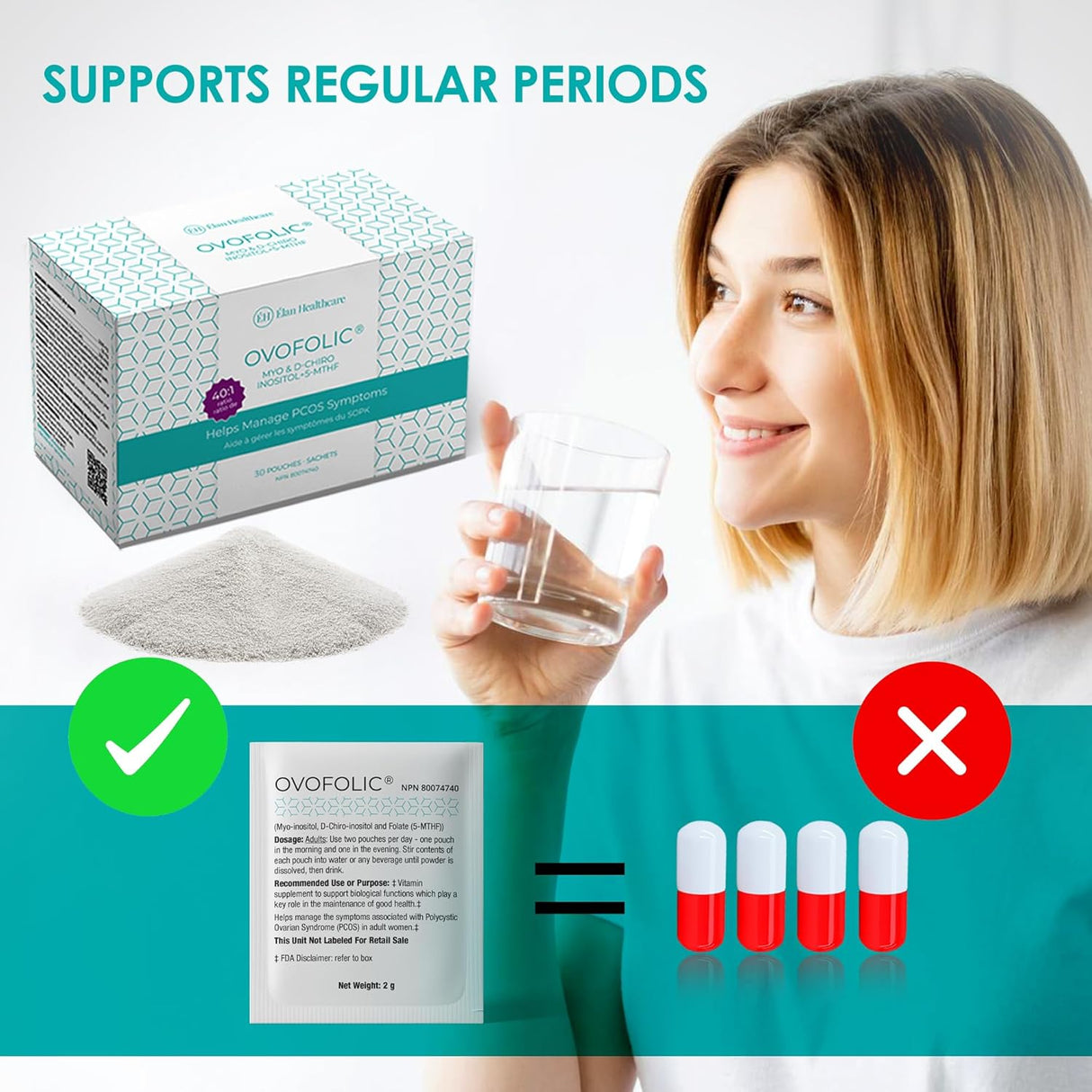 Ovofolic Inositol Suplemento - Myo-Inositol + D-Chiro, 40:1, 30 sobres