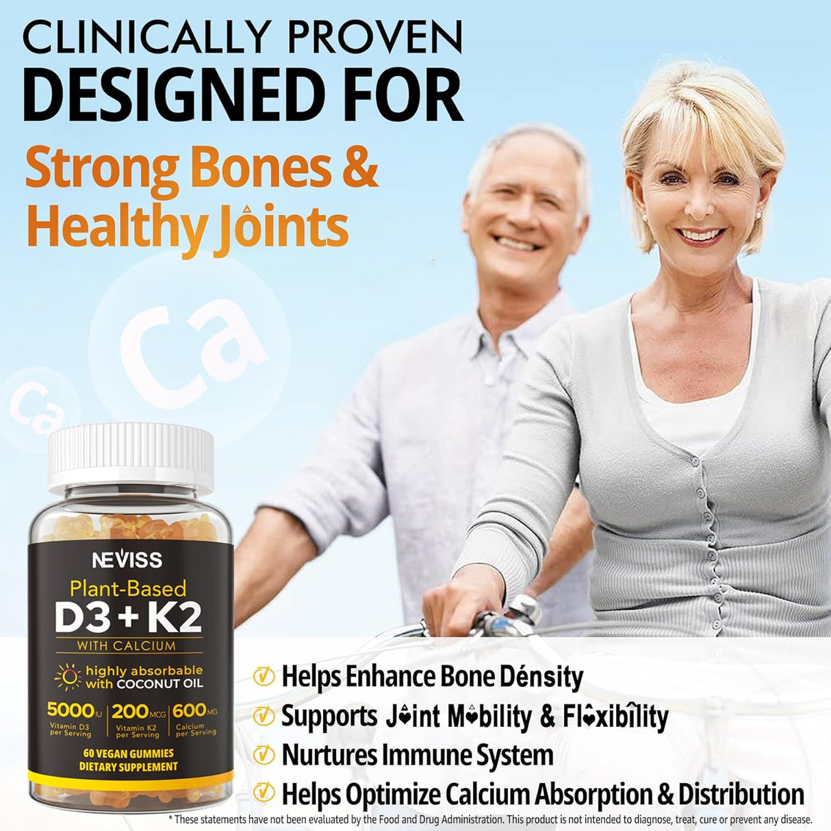 Gummies Vitamina D3 K2 200mcg + Calcio 600mg Vegan 2Packs