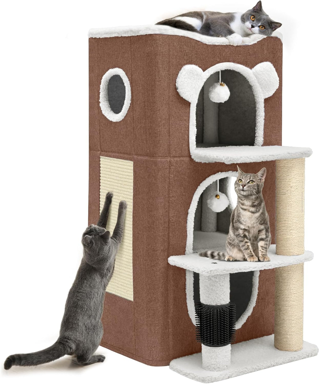 Casa para Gatos YIATHOME, 3 Niveles, Rascador y Cubo de Juego