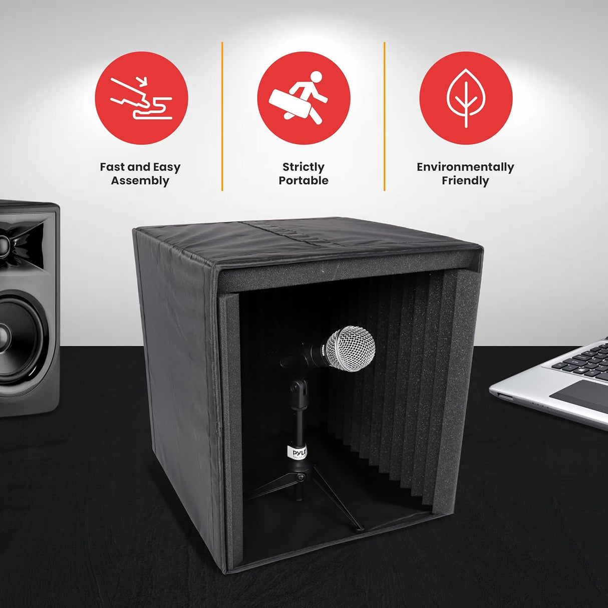 Caja de Aislamiento Acústico Pyle - Espuma para Micrófono