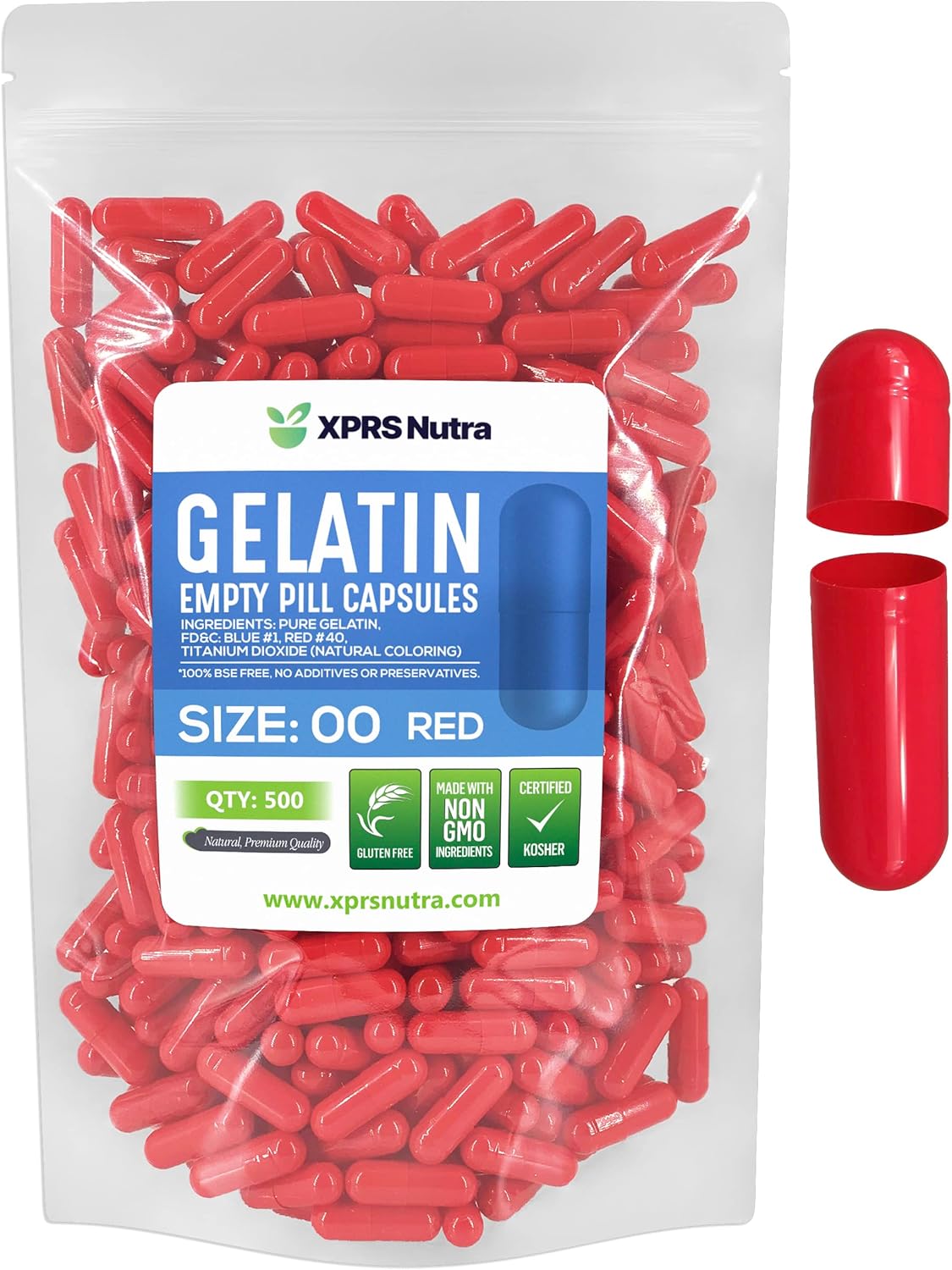 Cápsulas Vacías Tamaño 00 XPRS Nutra - 500 Gelatinas