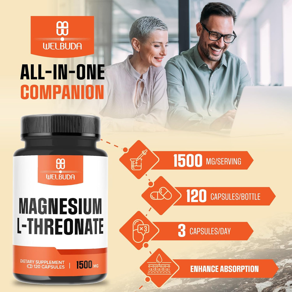 Cápsulas de L-treonato de magnesio purificado para la salud