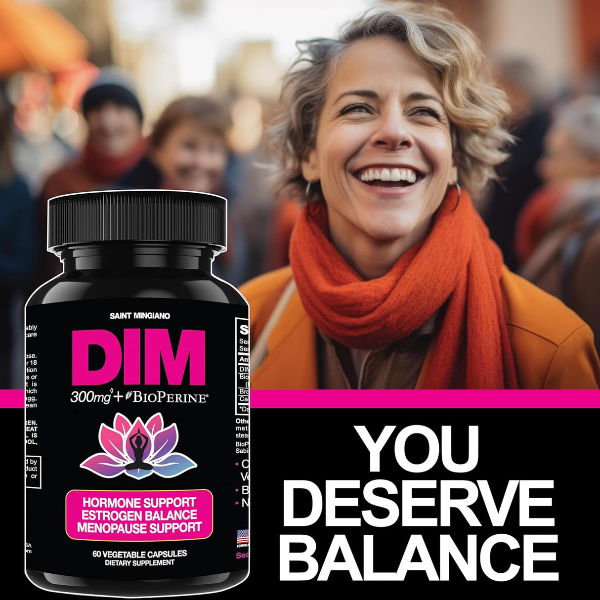Suplemento de DIM 300 mg | Hormona Equilibrio Mujer | 60 Caps.